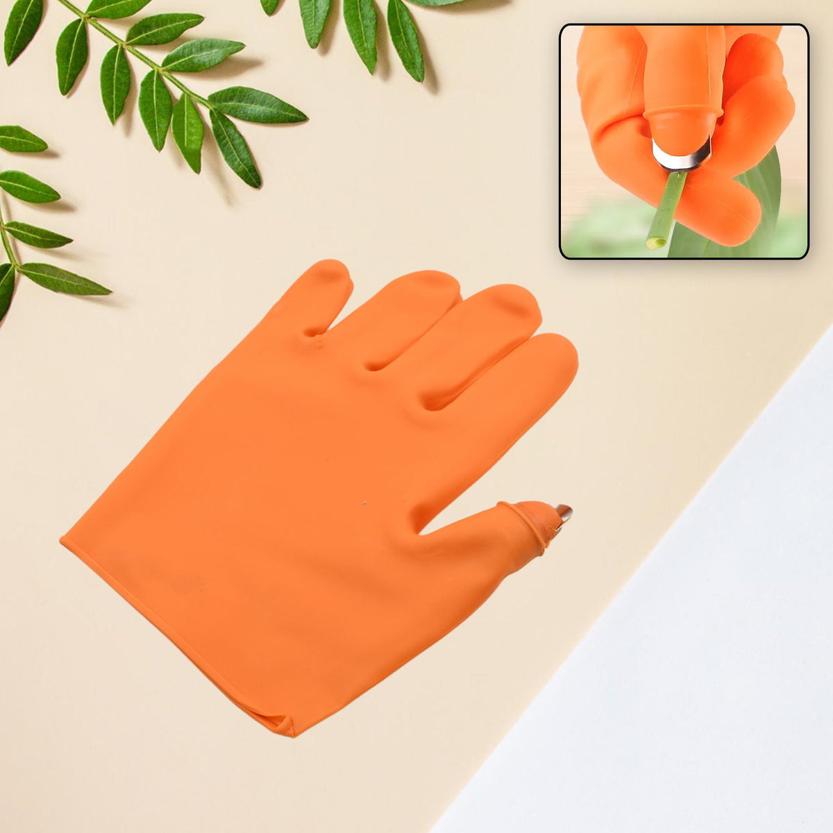 1703 Gloves Silicone Thumb Knife Finger Protector Gears Cutting Vegetable Harvesting Knife Pinching Plant Blade Scissors Garden Gloves, Right-Handed Gloves (1Pc)