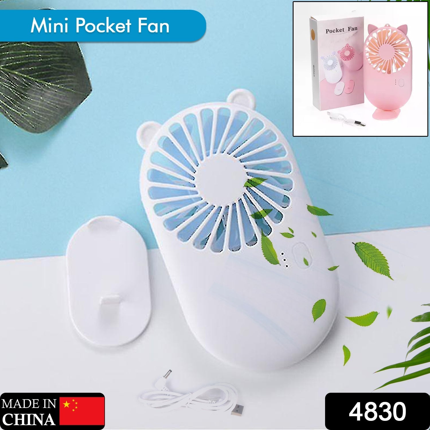 4830 Handheld Fan Creative Mini Fan Personal Fan USB Fan Pocket Fan with Bracket Table Personal Fan for Desktop Mini Fan Mini Fans Personal Fans 