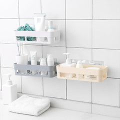 4029 ABS Plastic Shower Corner Caddy Basket Shelf Rack with Wall Mounted Suction Cup for Bathroom Kitchen 