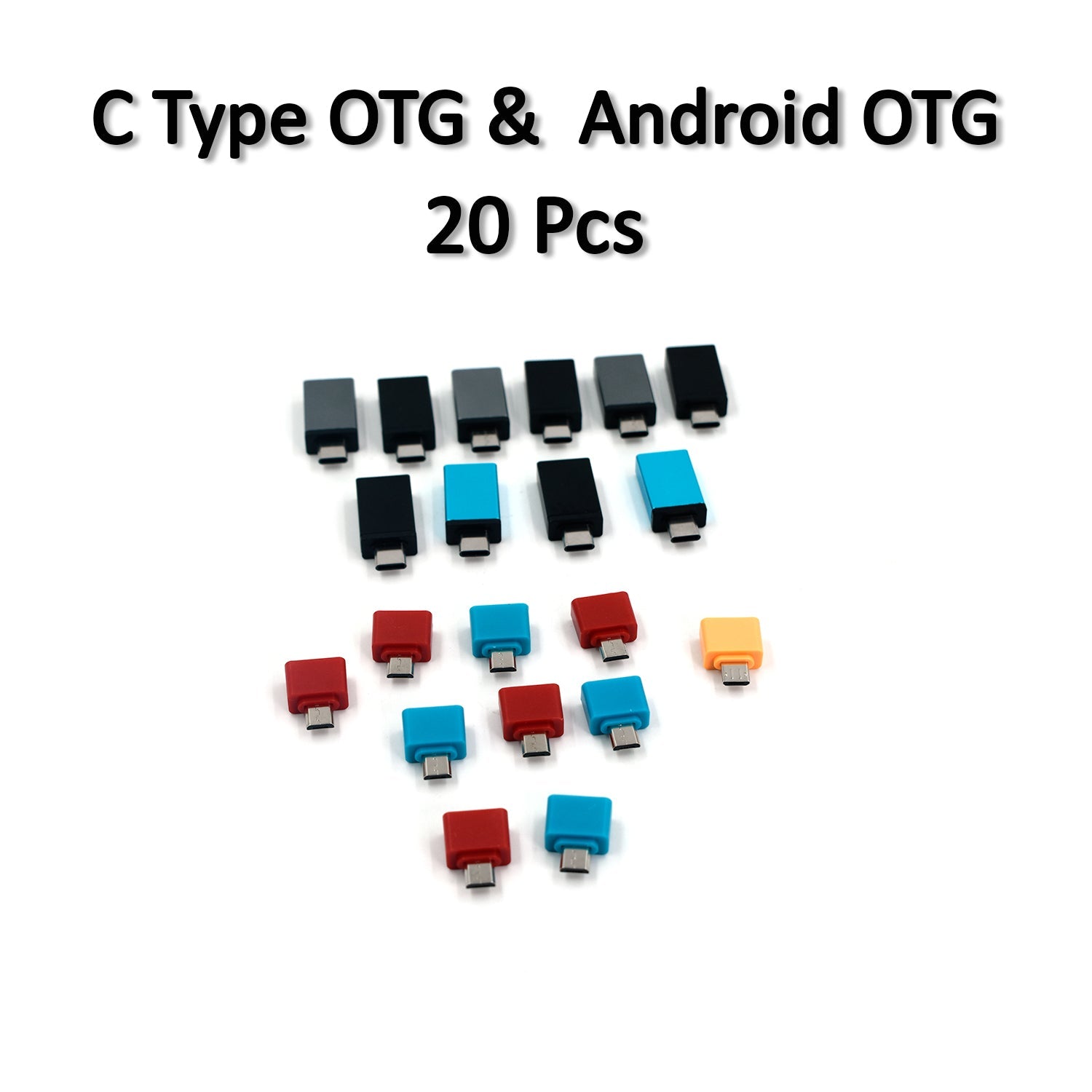 0261 OTG Type C & USB to Micro USB Adapter for Android Mobile Smart Phones & Tablets With Zip Pouch (Pack of 20) 