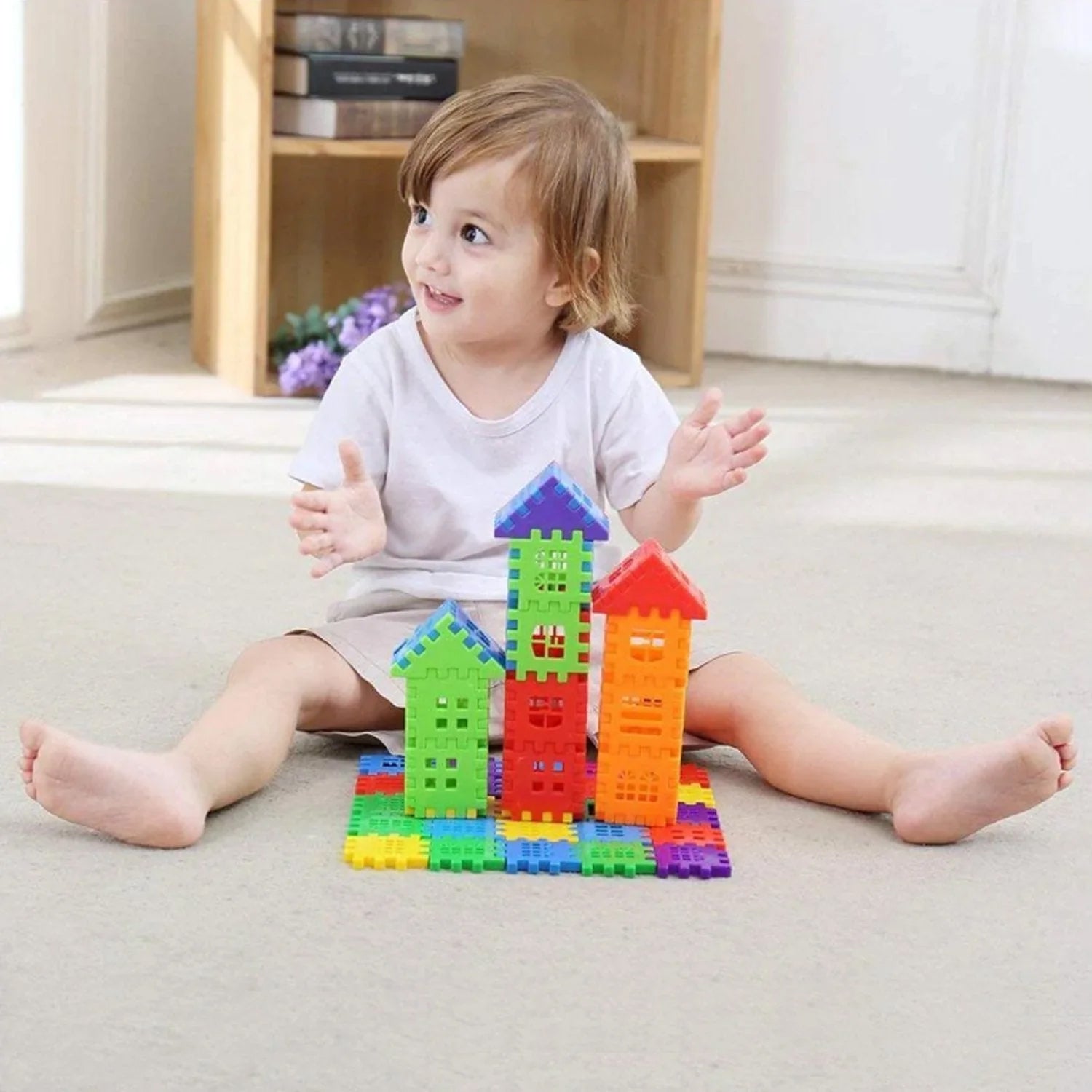 8038  Blocks House Multi Color Building Blocks with Smooth Rounded Edges (108Pc Set)