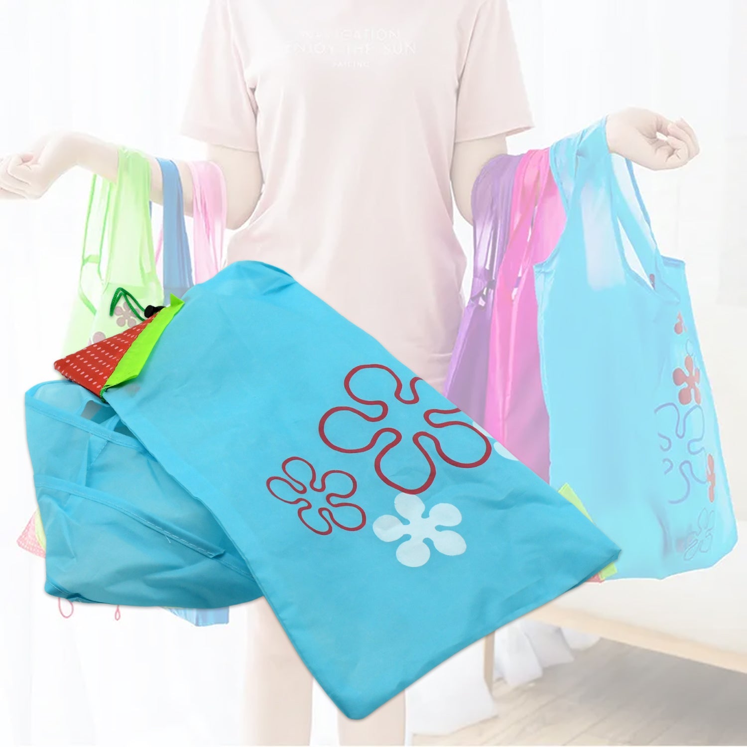 7737 Reusable Grocery Bags - Reusable Bags With Handles - Washable Reusable Shopping Bags Foldable