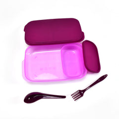 2453 Unbreakable Divine Leak Proof Plastic Lunch Box Food Grade Plastic BPA-Free 2 Containers with Spoon 