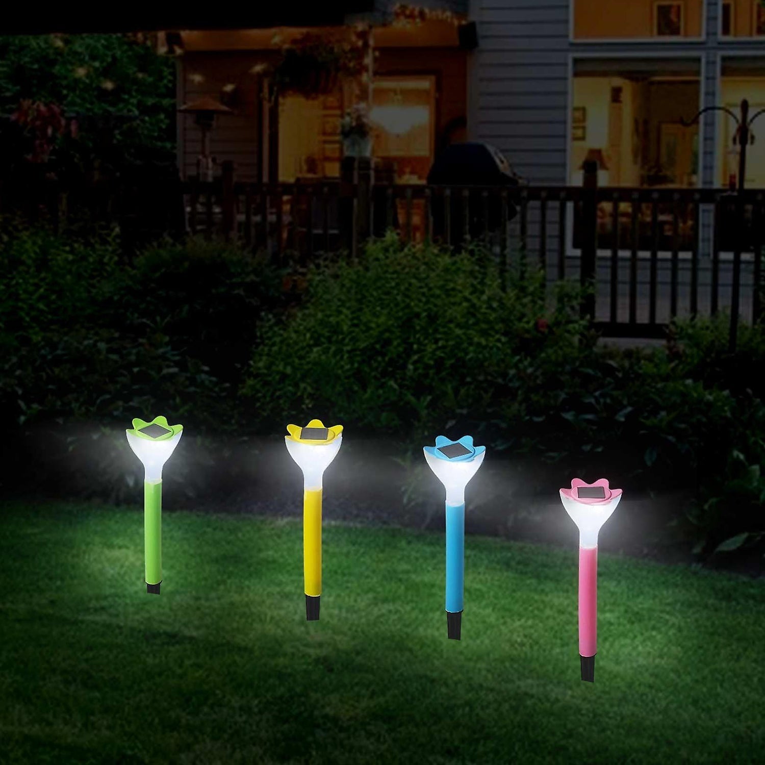 9138 Street Light Solar Flowers Lights Road Light Flower Landscape Light Decorative Yard Lights Solar Lights Garden Stake Flower Lights Solar Landscape Light in Outdoor Spotlight (2 Pc )