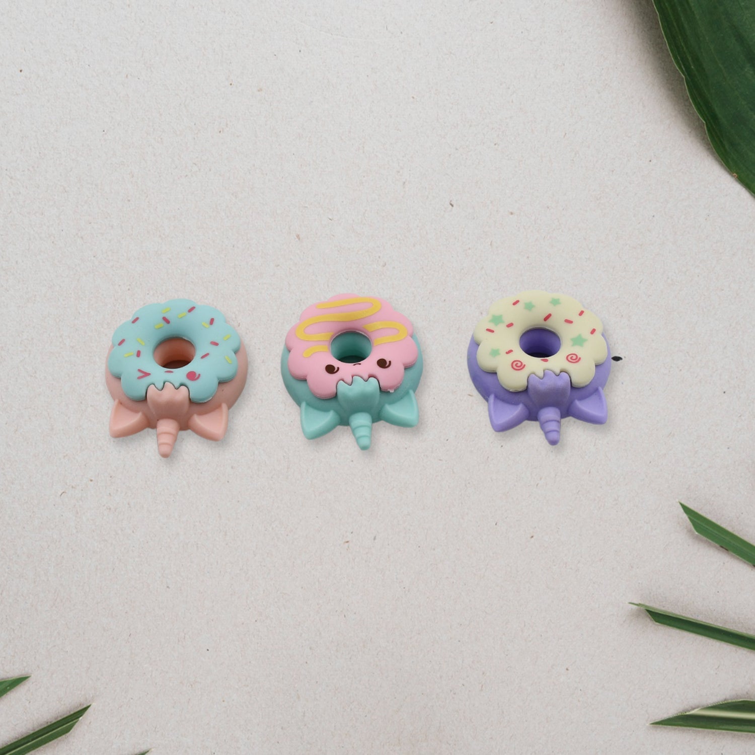 4573 Tree Small Sized Cartoon Themed Non-Toxic Donut Erasers, School Stationery | for Kids - Boys & Girls | Birthday Gift |Return Gift (3pc Set)