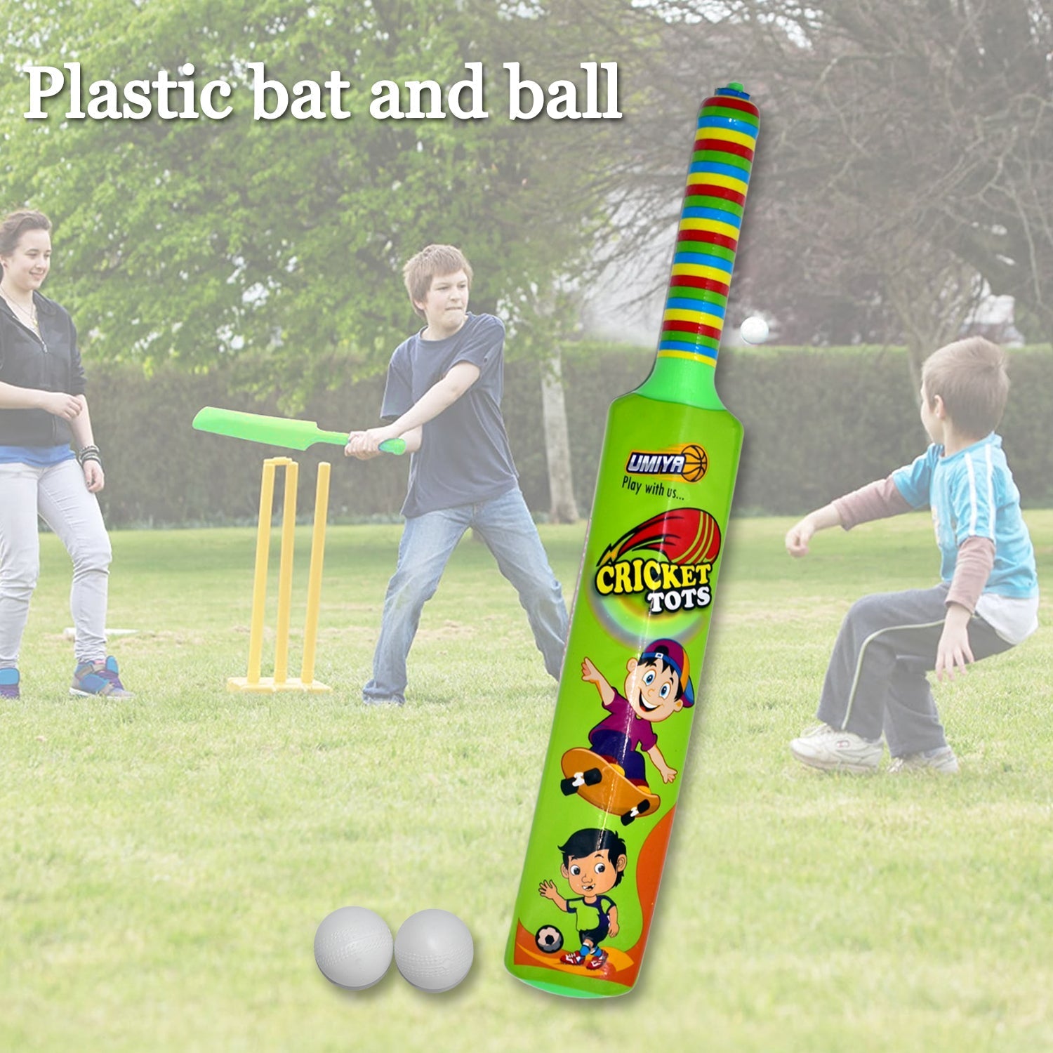 8002 Combo of Light Weight Plastic Bat, Ball & Hockey for Kids, Boys, Indoor, Outdoor Play 