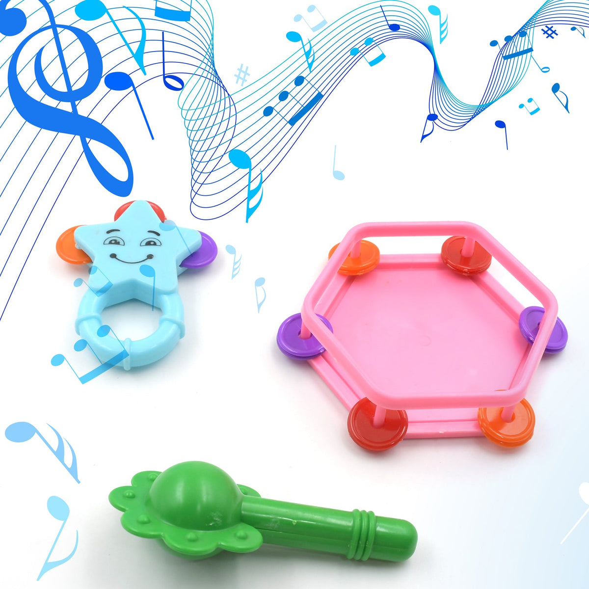 4377 Musical Gallery Khanjari Musical Instrument Toy Baby Play Toy Fun Return Gift for Kids Birthday  (3 Pc Set)