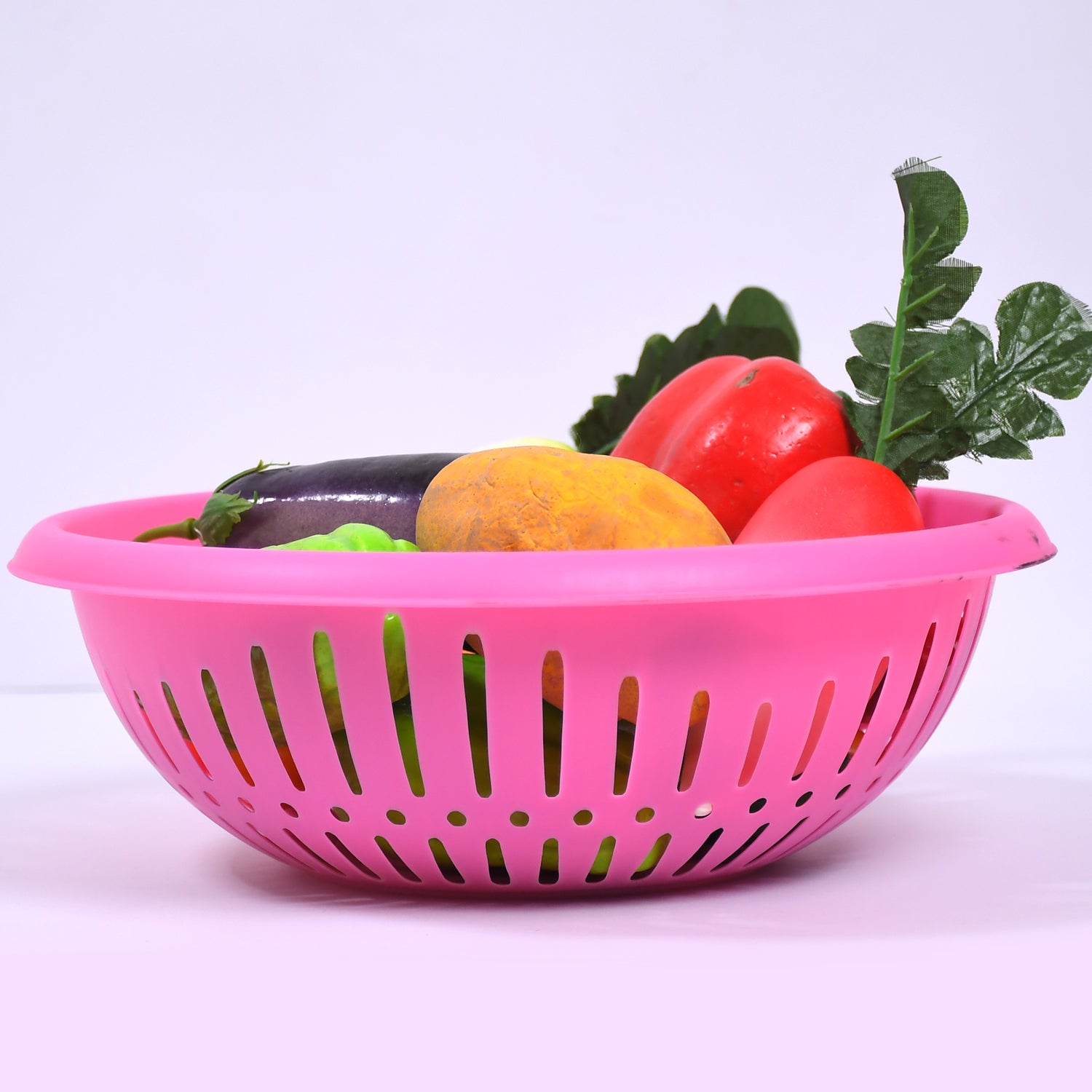 5245 Round Unbreakable Plastic Basket with Handle, Organizers & Storage Basket for Fish, Fruit, Vegetable, Multipurpose Use ( MOQ = 10 ) 