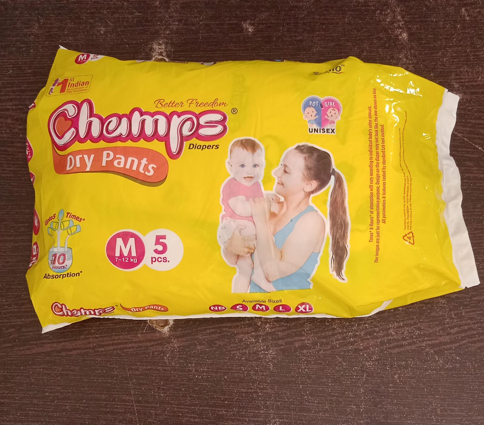 0973 Medium Champs Dry Pants Style Diaper - Medium (5 pcs) Best for Travel  Absorption, Champs Baby Diapers, Champs Soft and Dry Baby Diaper Pants (M, 5 Pcs )