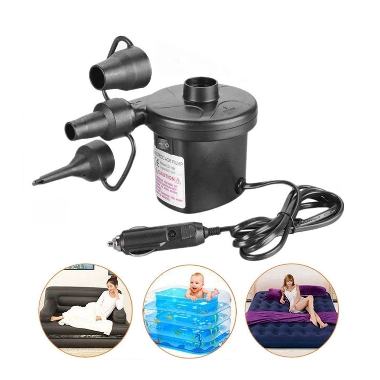 9080A Multi-Purpose Electric Air Pump Without Valve Adaptors for Quickly Inflates/Deflates Sofa, Bed, Swimming Pool Tubes, Toys, Air Bags