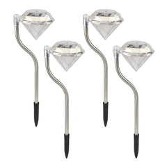 9220 Diamond Shaped Solar Powered Stake Lights, Waterproof Outdoor Solar Power Lawn Lamps Led Spot Light Garden Pathway Stainless Steel Solar Landscape Lighting (4 Pcs Set)