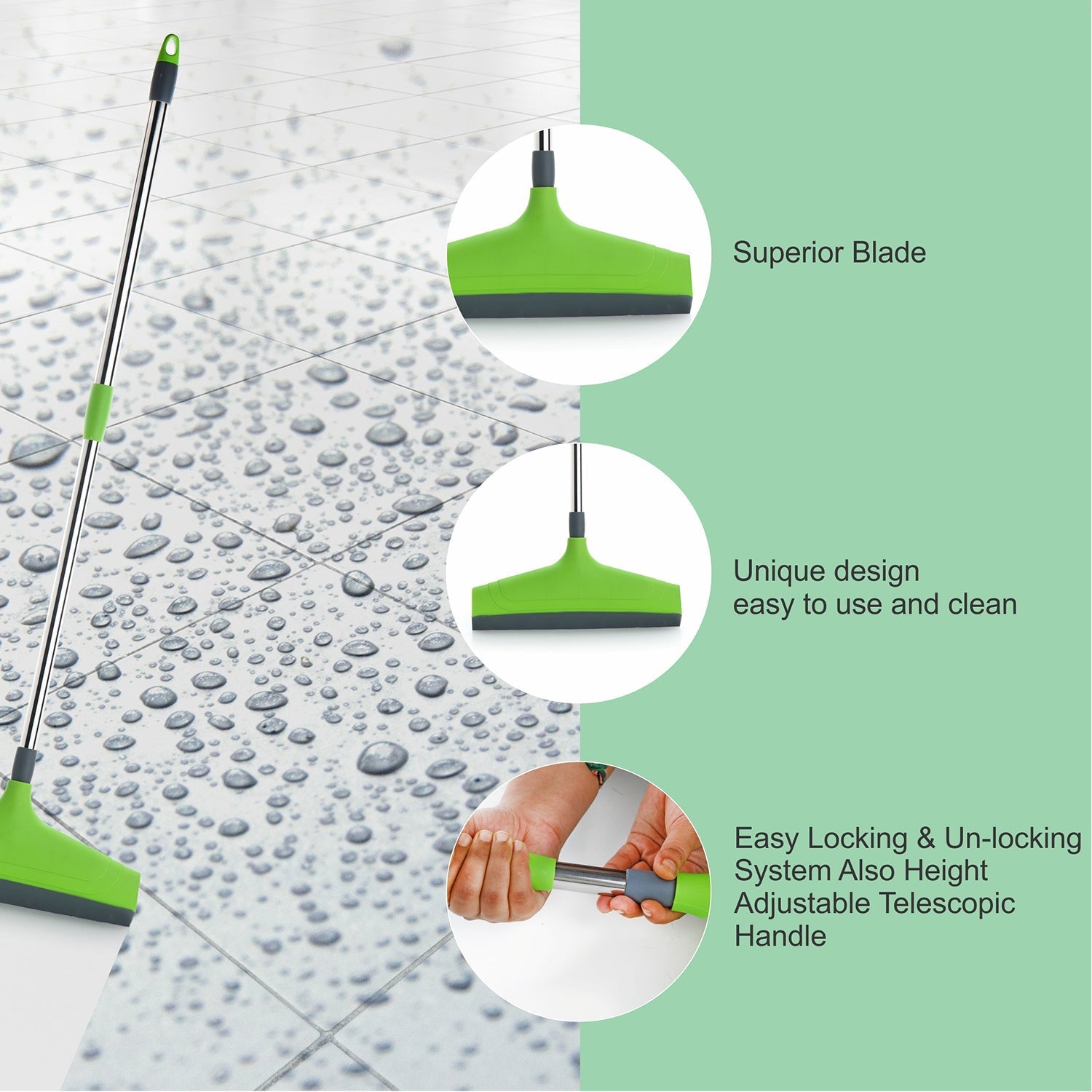 8709A Adjustable Bathroom/Floor Stainless Steel Rod Wiper, Plastic Floor Wiper 