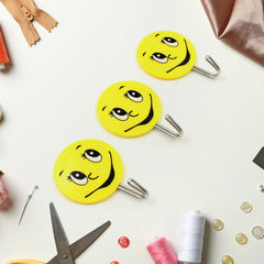 1702 3Pcs Self Adhesive Multipurpose Smiley Hooks For home Use