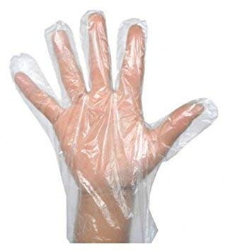 0670 Plastic Transparent Disposable Clear Gloves (White) (100Pc) 