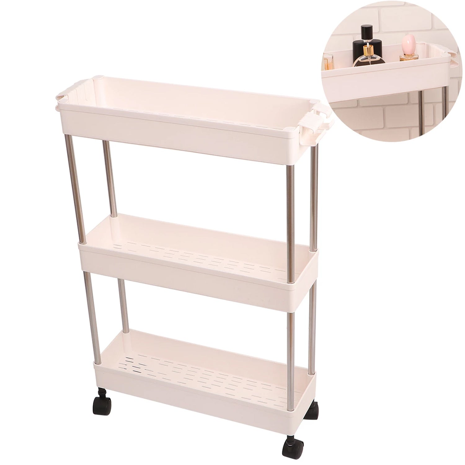 2156 Plastic 4 layer folding trolly Storage Organizer for Kitchen Storage Rack Shelf Trolley Rack with Caster Wheels (4 LAYER) 