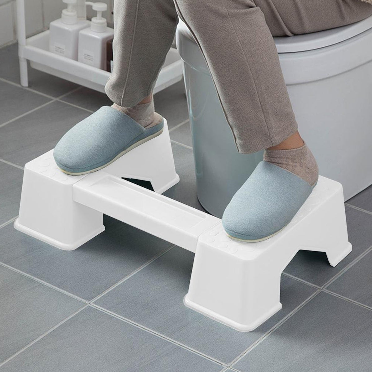 7680 Toilet Stool, Durable Foldable Stable Innovative Step Stool Plastic Anti Slip for Bathroom for Home 