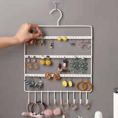 0594 Lightweight & Wall Mounted Earrings Organizer/HANGER for Tangle Free Hanging for Women, 66 Holes - 10 Hooks (metal) 