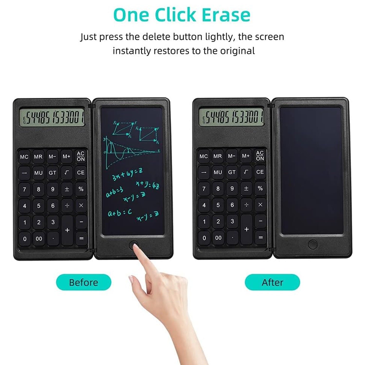 6739 Foldable Calculator With 6 Inch LCD Tablet Digital Drawing Pad Stylus Pen Erase Button Lock Function Smart Calculator   -01