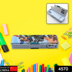 4570 Double Sided Magnetic Geometry Box, Pencil Box with Calculator and Sharpener for Boys Art Plastic Pencil Box  for Girls and Boys