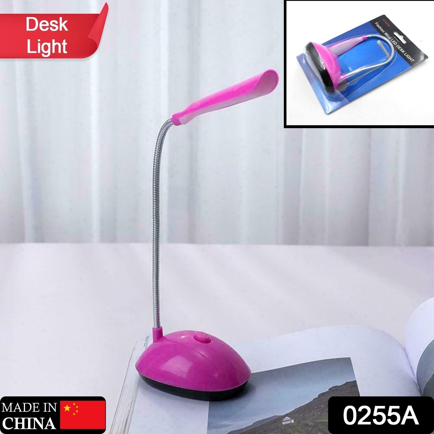 0255A Fashion Wind LED Desk Light, LED Lamps Button Control, Portable Flexible Neck Eye-Caring Table Reading Lights for Reading / Relaxation / Bedtime