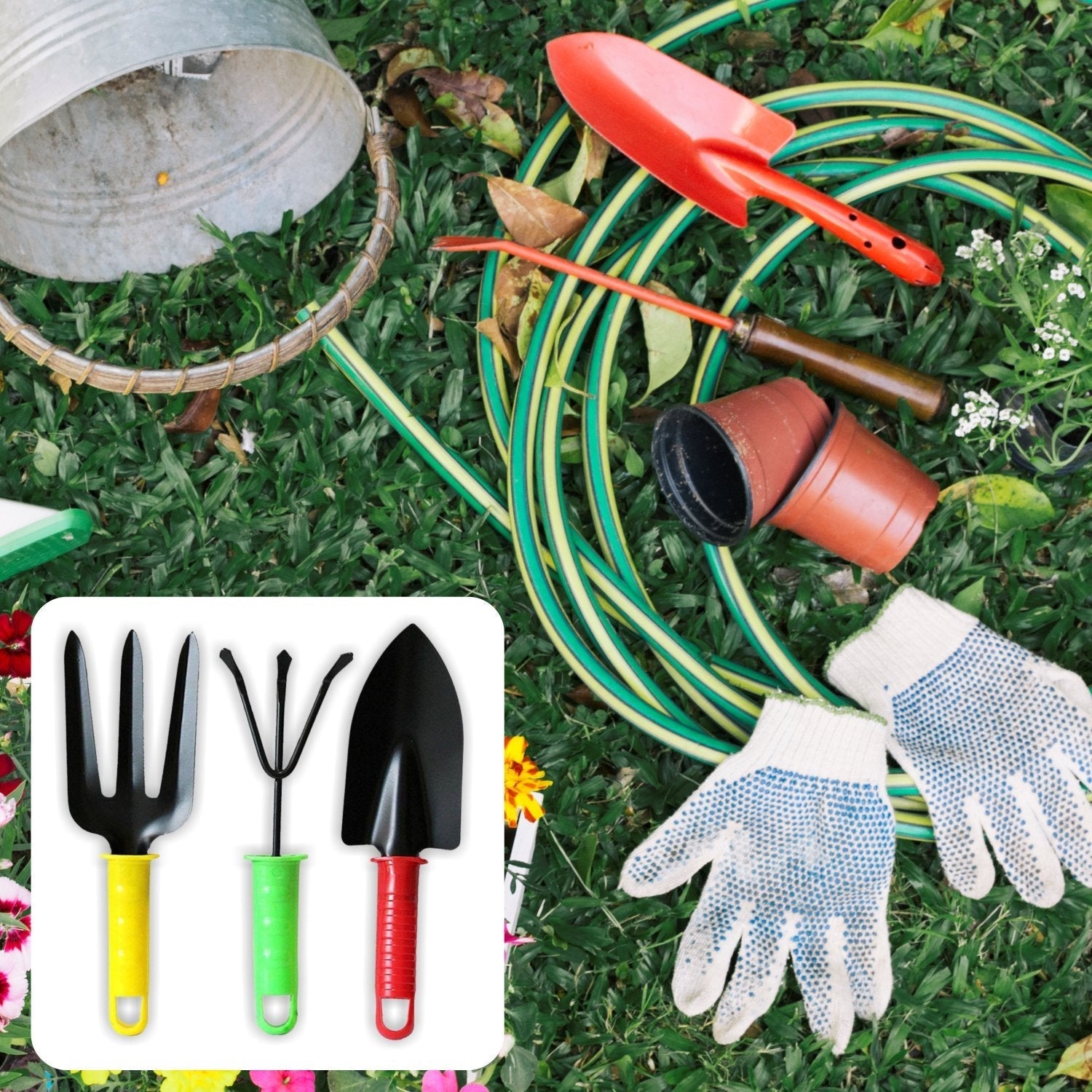 1768  Colorfull Garden Tool Set Set of 3Pc 