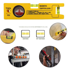 0429 8-inch Magnetic Torpedo Level with 1 Direction Pin, 2 Vials and 360 Degree View