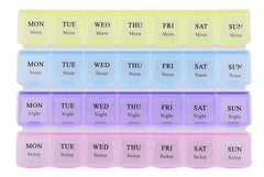 0383 Pill Case- 4 Row 28 Squares Weekly 7 Days Tablet Box Holder Medicine Storage Organizer Container 