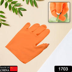 1703 Gloves Silicone Thumb Knife Finger Protector Gears Cutting Vegetable Harvesting Knife Pinching Plant Blade Scissors Garden Gloves, Right-Handed Gloves (1Pc)