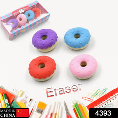 Cone / Donut / Lolipop / Ice cream / Eraser for Girls & Boys / Eraser for School B'Day Return Gift Party Doughnut Lollipop Ice Cream Theme Shape Erasers Pencils Set for Kids Educational Stationary kit, School Supplies (1 Set 4 Pc)