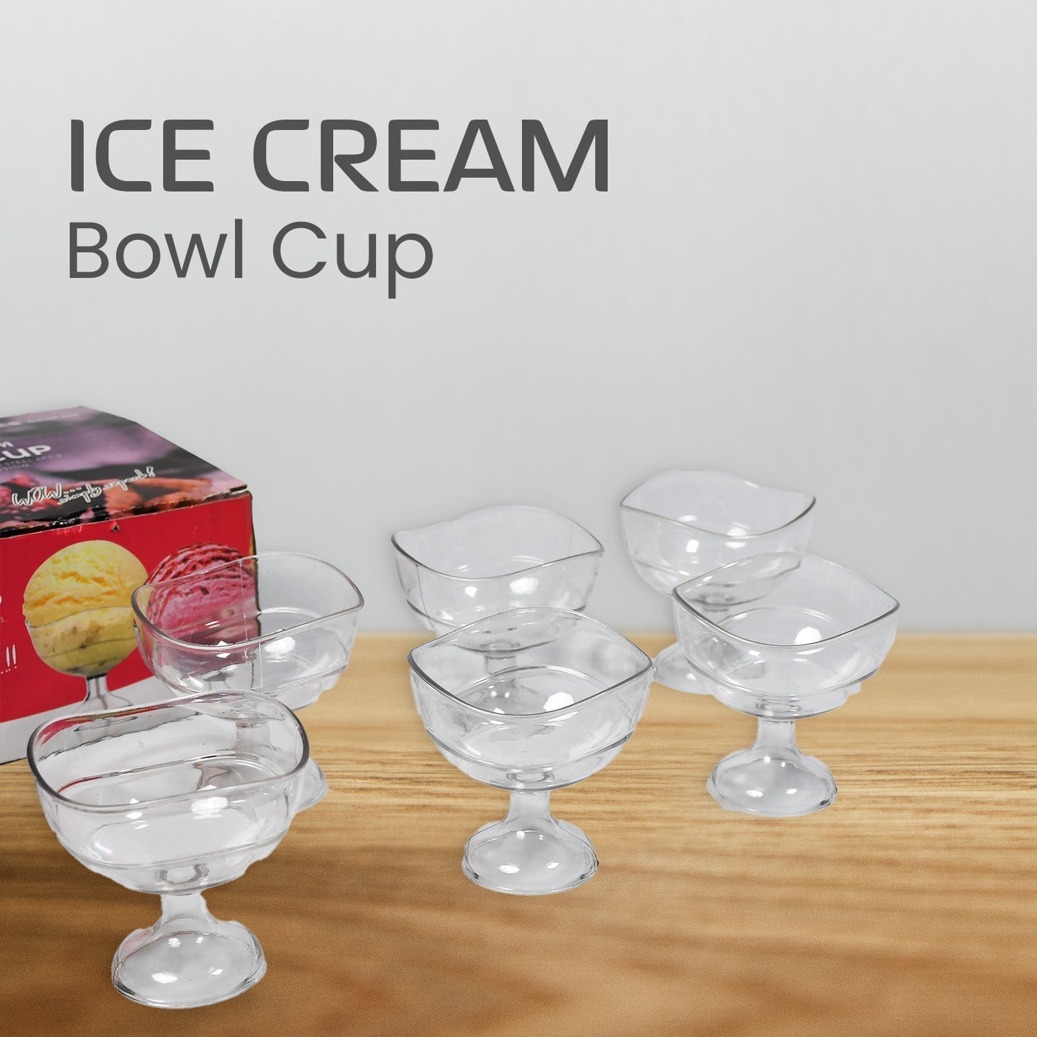 5297 Royal Style Dessert & ICE Cream Cup Bowl Plastic 6pcs For Home , Office & Party Use 