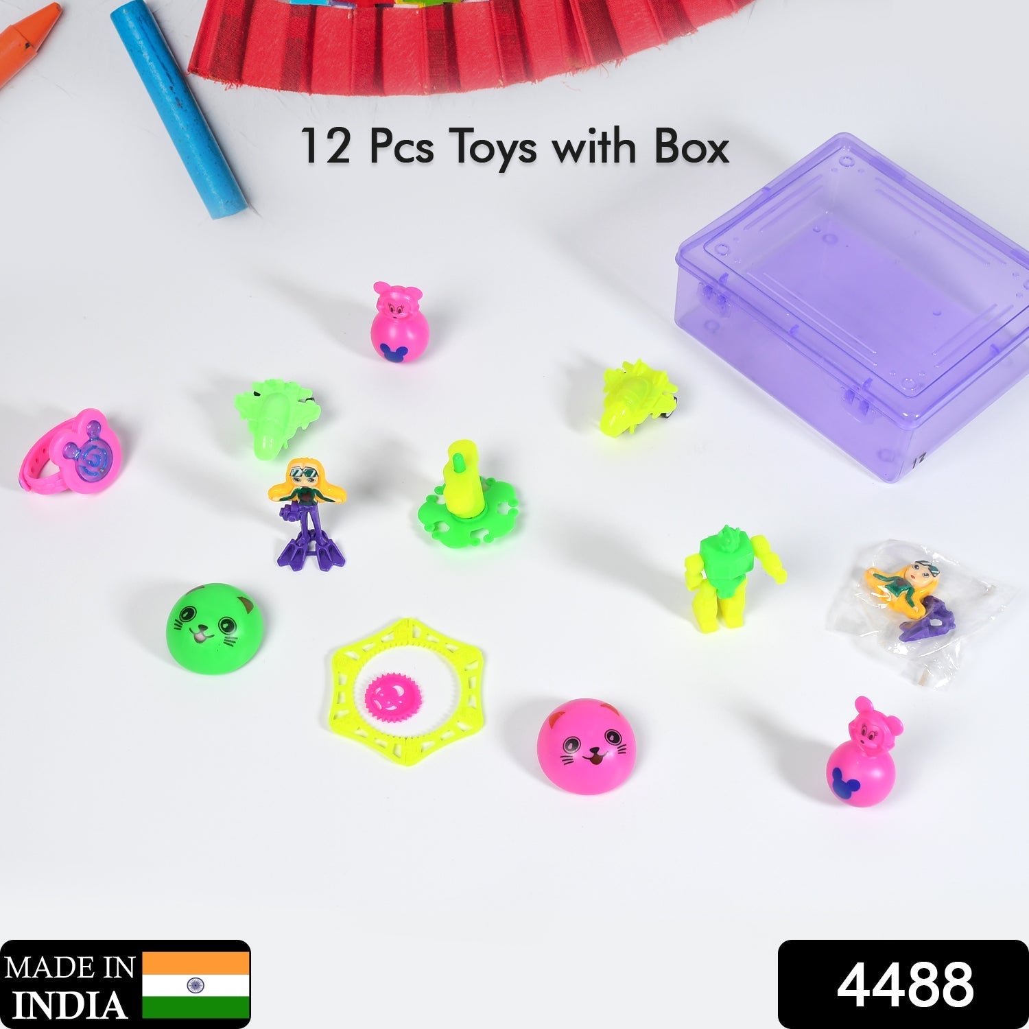 4488 12pc Mix All New Toy And Plastic Commander Container Mix All Types Playing Toy For Kids 