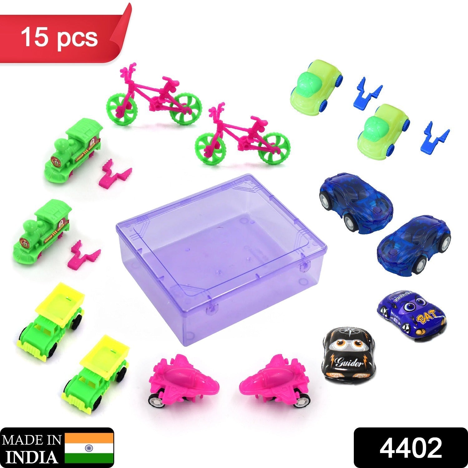 4402 Toys for Kids Friction Powered Vehicle Toy for Baby Push & Go Toys Combo Set for Boys & Girls ( Pack of 15) 