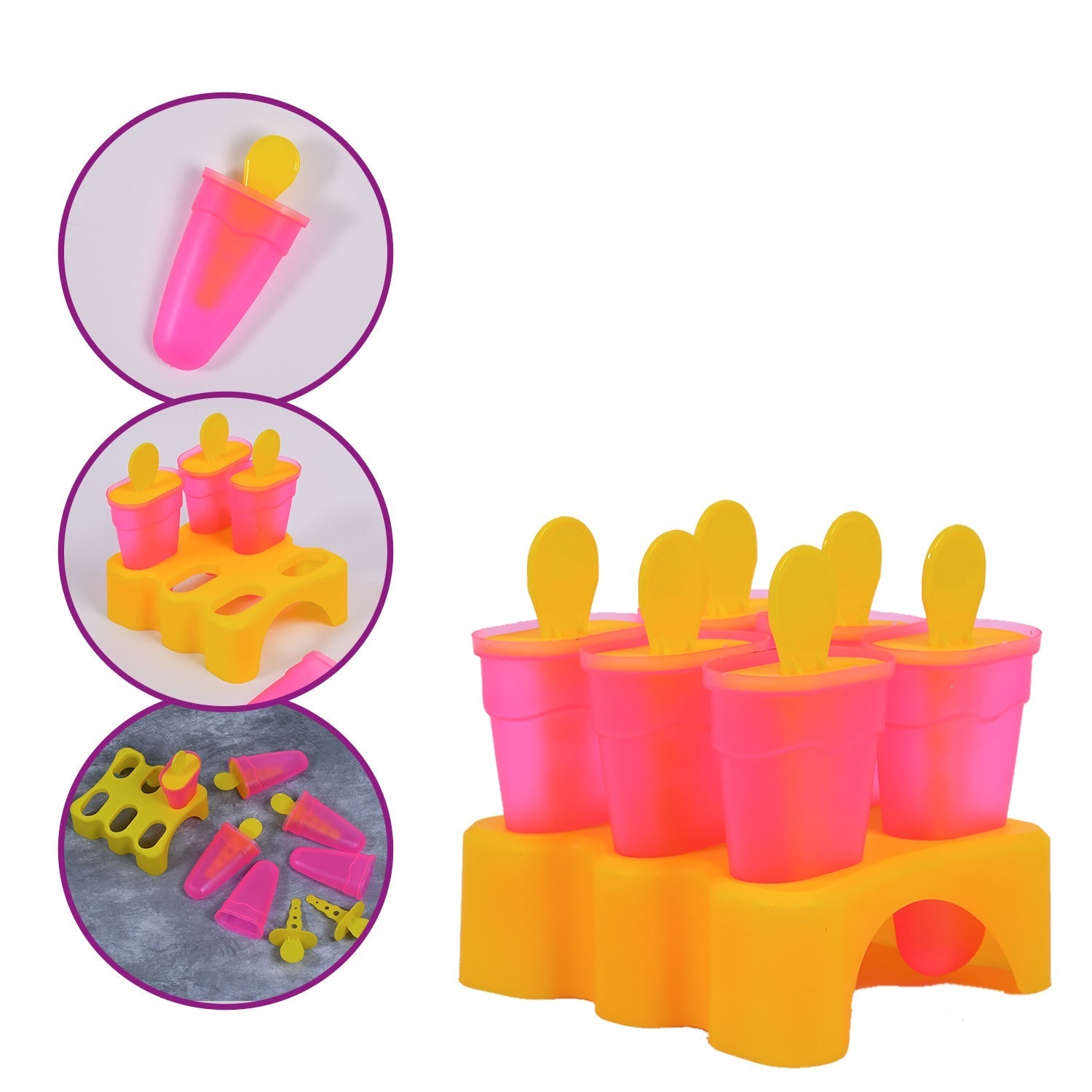 2261 Kulfi Maker Moulds Set Plastic Homemade Kulfi Mould 6pcs Set For Freezer Use 